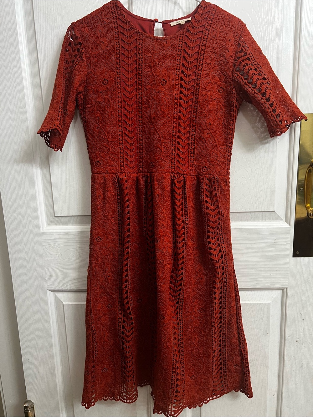 tea n rose Rust Red Crochet Midi Dress